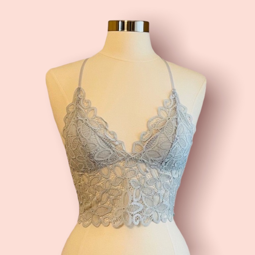 NWT Floral Lace Longline Padded Bralette